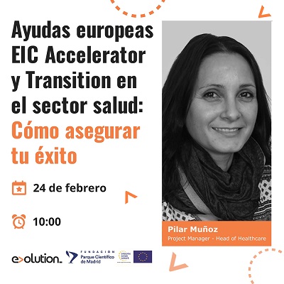 Cartel de la Sesión Ayudas EIC Accelerator y Transition en Salud