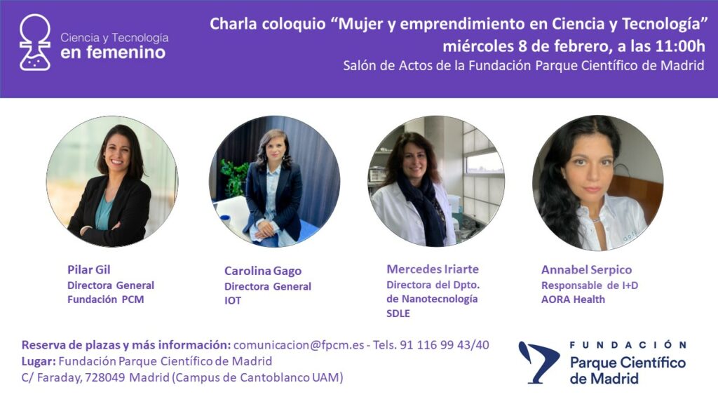 Cartel de la charla-coloquio Mujer y Emprendimiento en Ciencia y Tecnología