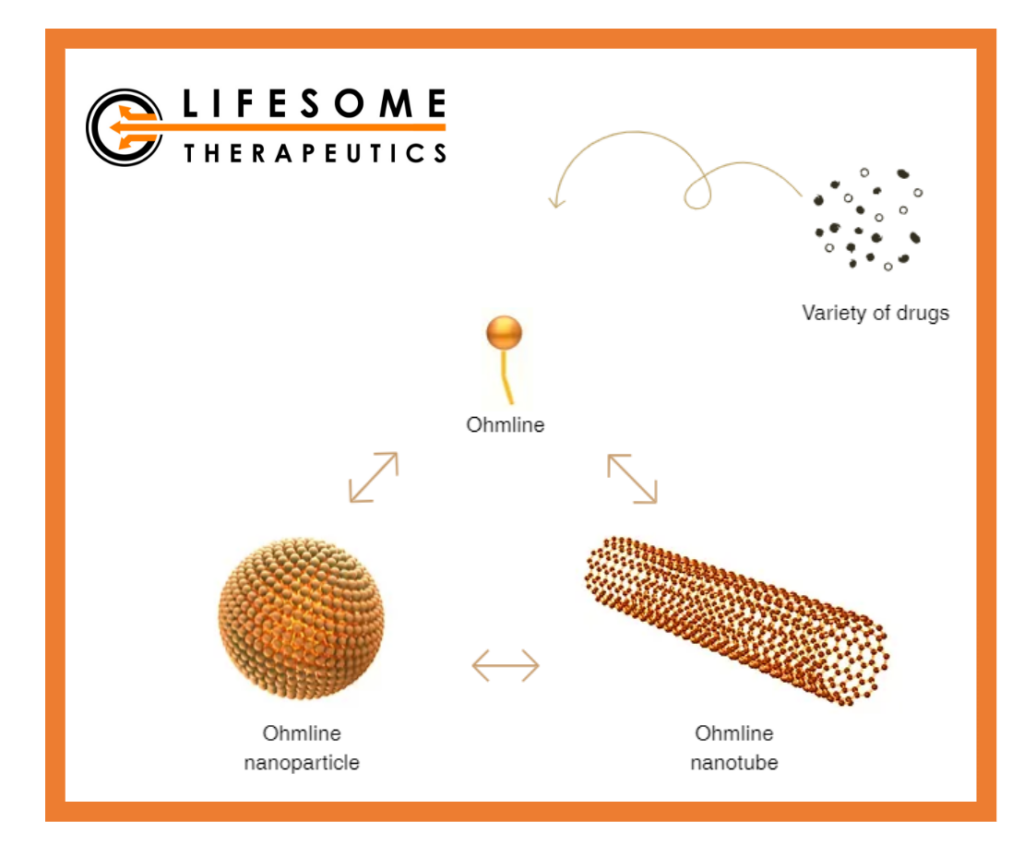 Imagen del proceso de síntesis y formuación de medicamentos desarrollado por Lifesome Therapeutics