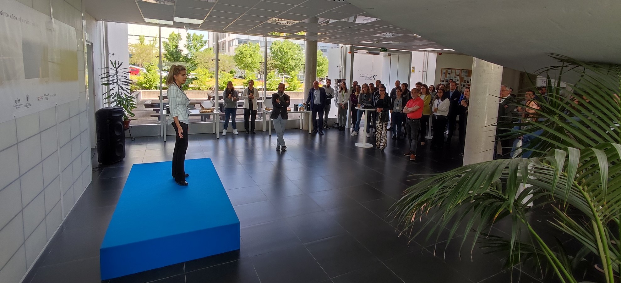Marta del Castillo, nueva directora de la FPCM, se presenta ante la comunidad del Parque Científico de Madrid.