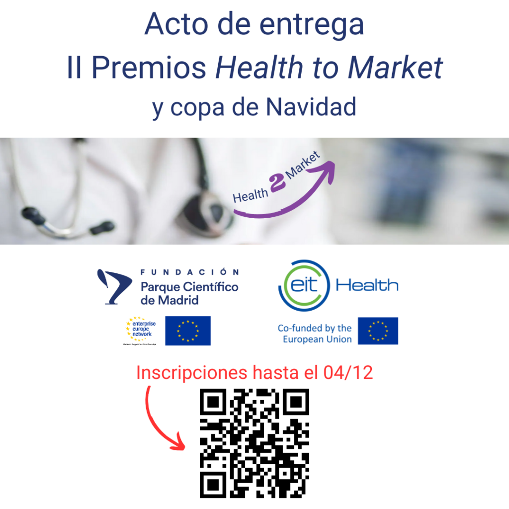 Cartel del acto de entrega II premios Health to Market y copa de Navidad