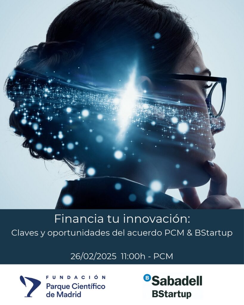 Cartel de la jornada Ventajas PCM - BStartup, financia tu innovación