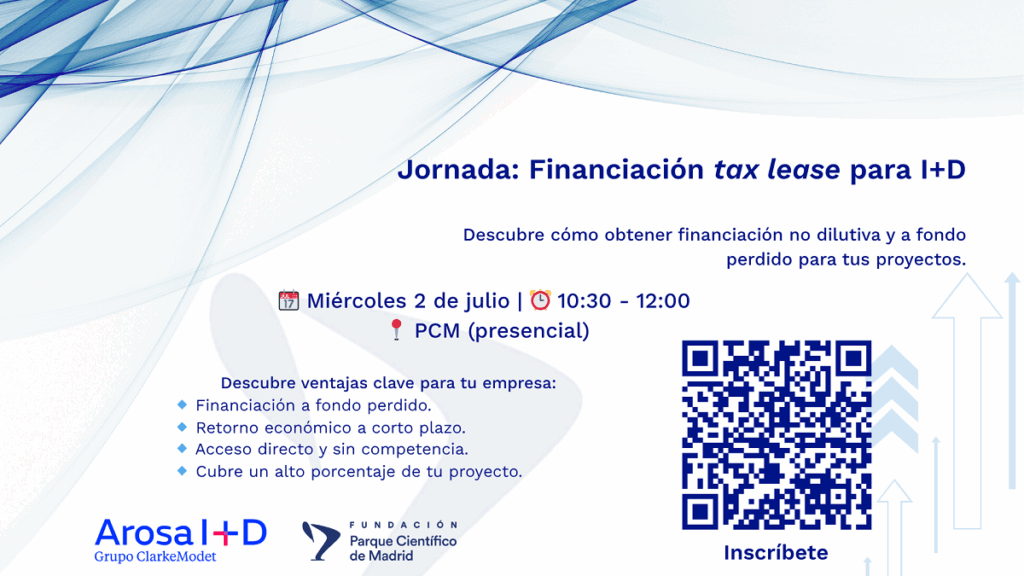 Cartel de la jornada Financiación Tax Lease para I+D