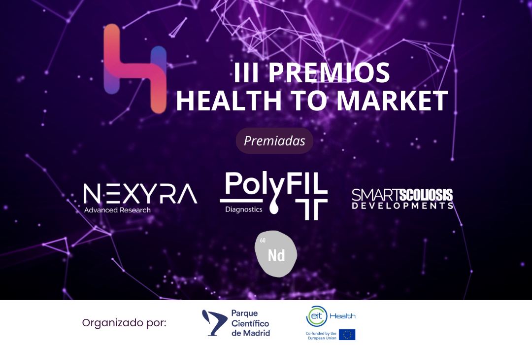 Cartel con las empresas premiadas en los III Premios Health to Market