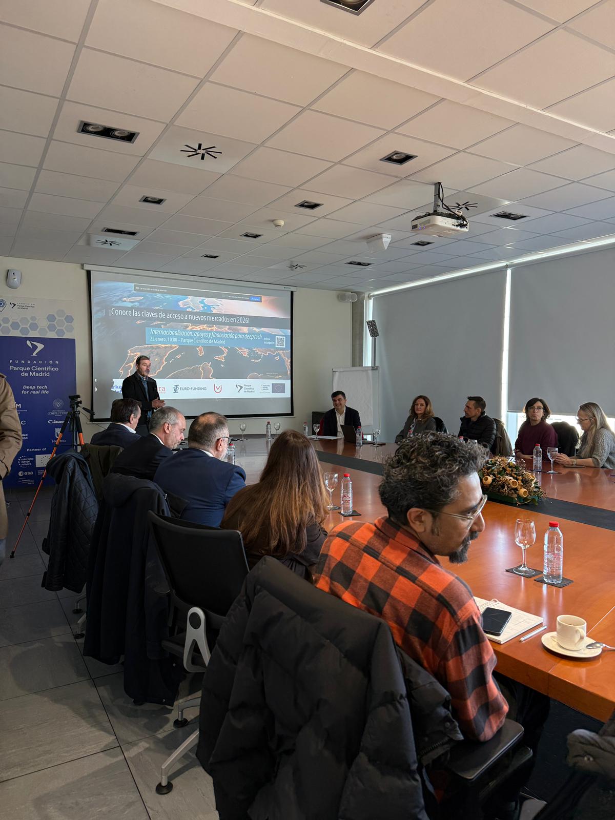 Jornada de internacionalización y financiación para startups deep tech en el Parque Científico de Madrid.