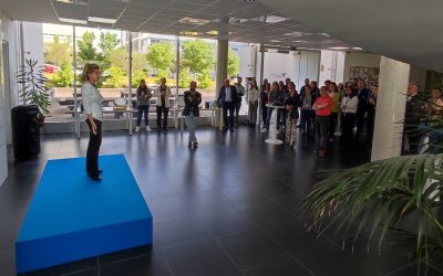 Marta del Castillo, nueva directora de la FPCM, se presenta ante la comunidad del Parque Científico de Madrid.